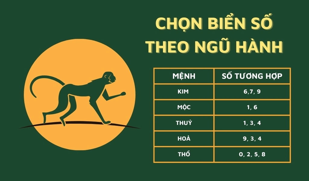 Chọn biển số xe cho người tuổi Thân theo Ngũ hành