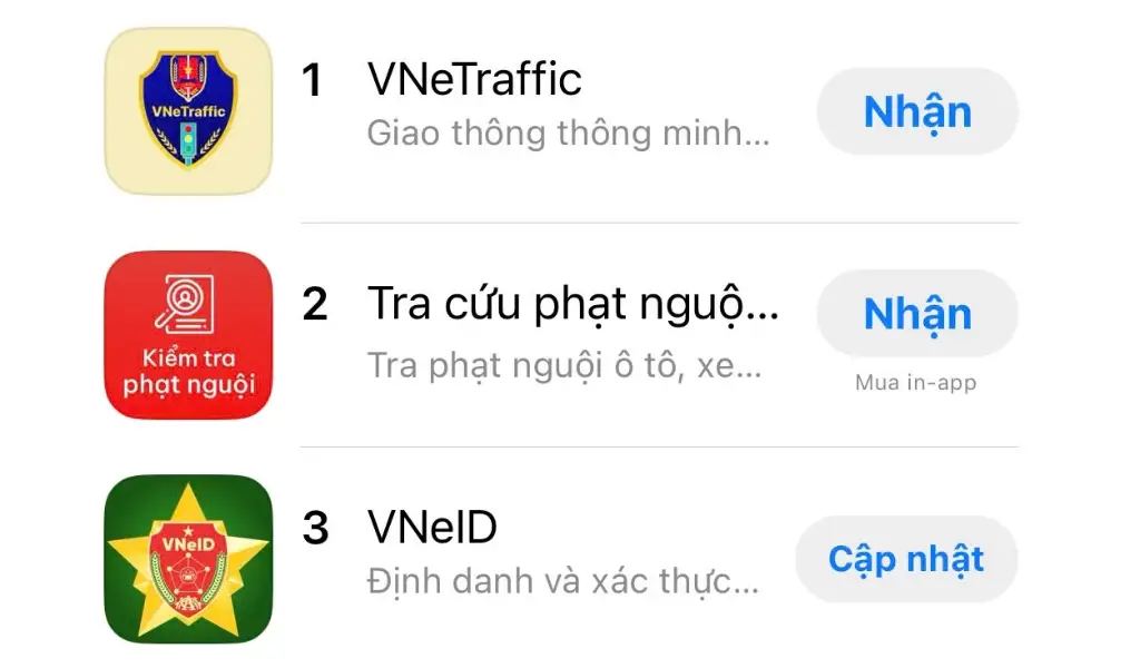 VNeTraffic, Tra cứu phạt nguội toàn quốc và VNeID là 3 app tra cứu phạt nguội được nhiều người tải nhất hiện nay