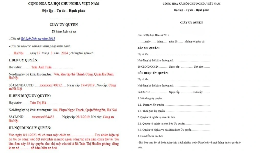 Mẫu giấy uỷ quyền theo yêu cầu pháp luật